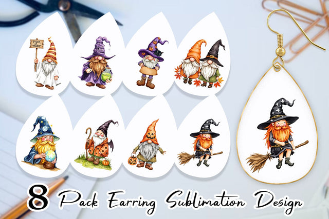 Earring Rustic Halloween Gnomes Sublimation artnoy 