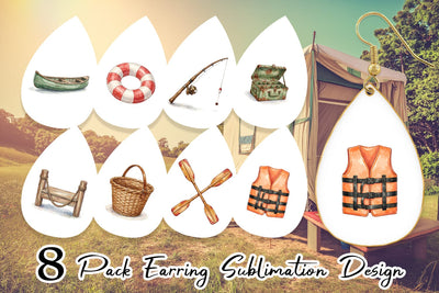 Earring Rustic Lake Adventure Watercolor Sublimation artnoy 