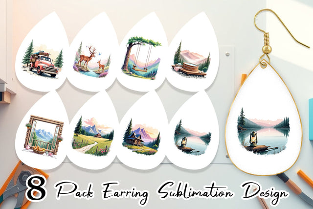 Earring Rustic Mountain Escape Sublimation artnoy 