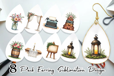 Earring Rustic Romance Wedding Decor Elements Sublimation artnoy 