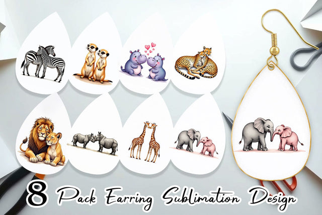 Earring Safari Sweethearts Watercolor Sublimation artnoy 