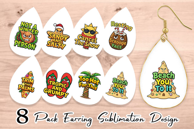 Earring Salty Tropical Christmas Sarcastic Quotes Sublimation artnoy 