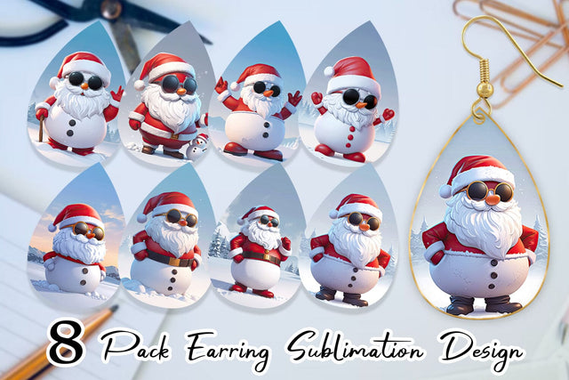 Earring Santa Claus Christmas Sublimation artnoy 