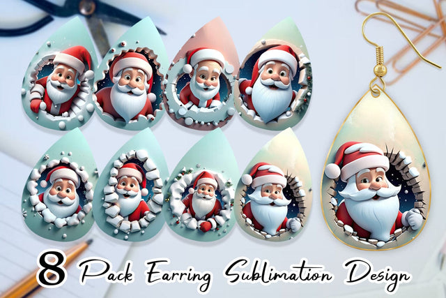 Earring Santa Claus Sublimation artnoy 