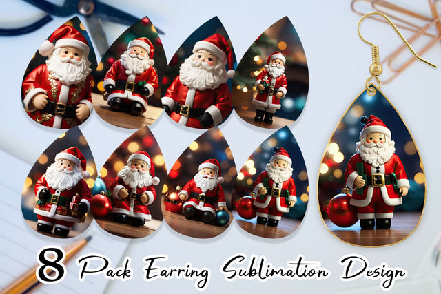 Earring Santa Doll Christmas Sublimation artnoy 