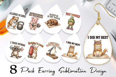 Earring Sarcastic Anti Fitness Vintage Sublimation artnoy 