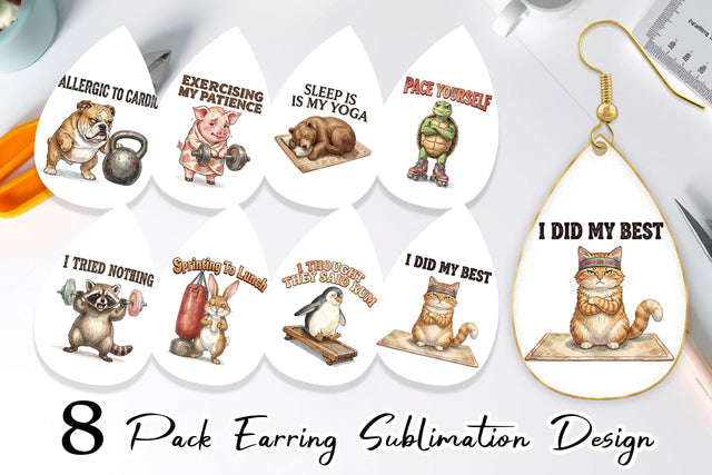 Earring Sarcastic Anti Fitness Vintage Sublimation artnoy 