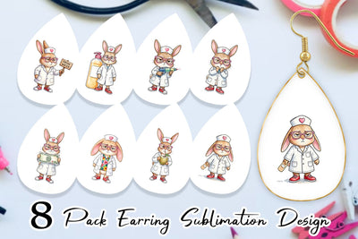 Earring Sarcastic Bunny Nurse Vibes Sublimation artnoy 