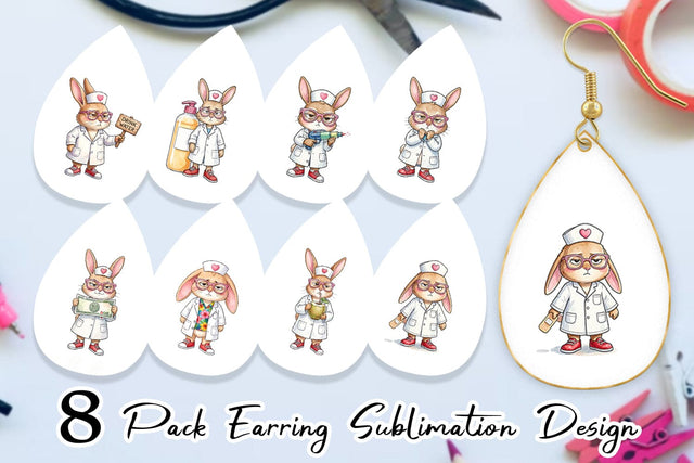 Earring Sarcastic Bunny Nurse Vibes Sublimation artnoy 
