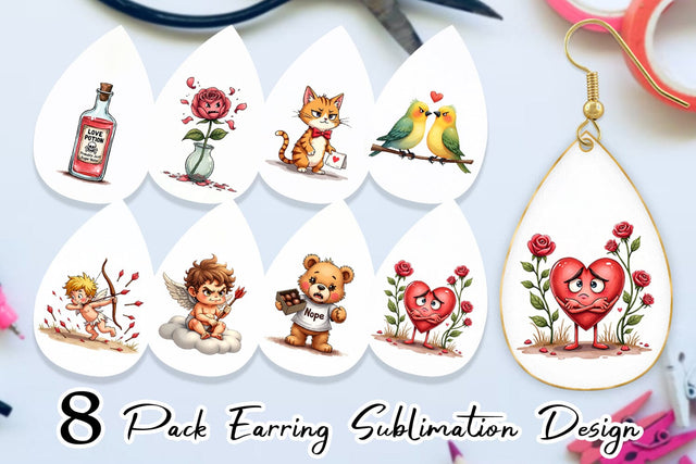 Earring Sarcastic Cupid Watercolor Funny Anti-Valentine Sublimation artnoy 