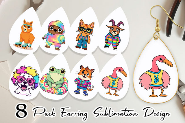 Earring Sarcastic Groovy Critters Sublimation artnoy 