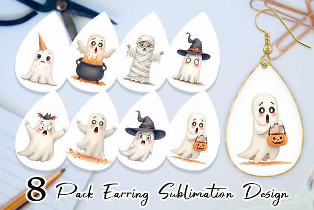 Earring Sarcastic Halloween Ghost Sublimation artnoy 