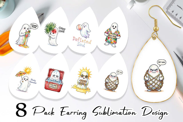 Earring Sarcastic Melting Ghost Watercolor Sublimation artnoy 