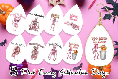 Earring Sarcastic Pink Skeleton Coquette Sublimation artnoy 