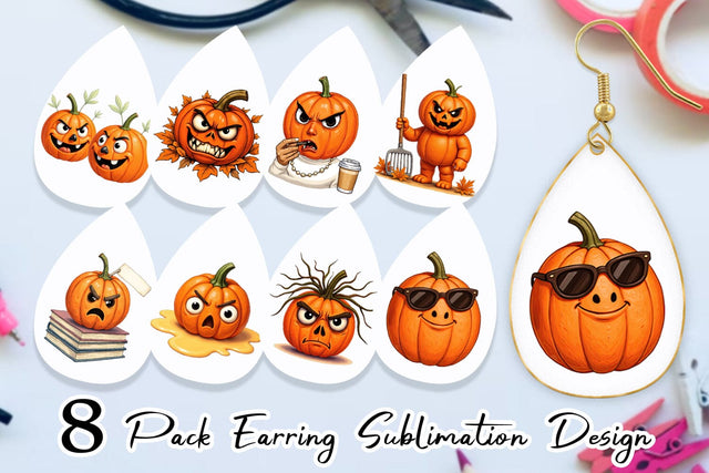 Earring Sarcastic Pumpkins Sublimation artnoy 