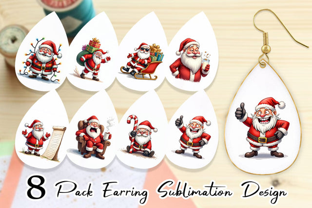 Earring Sarcastic Santa Sublimation artnoy 