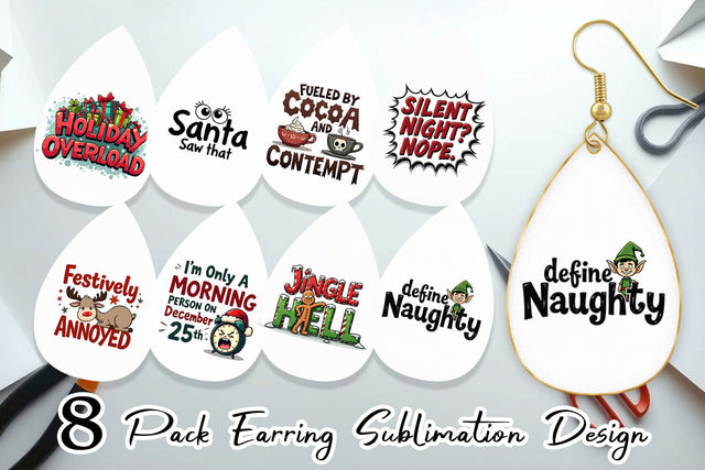 Earring Sarcastic Santa's Workshop Quotes Sublimation artnoy 