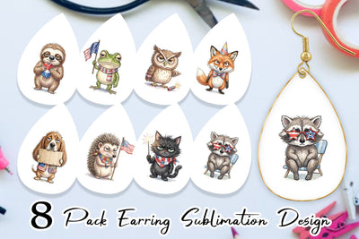 Earring Sarcastic Sassy Patriotic Animals Sublimation artnoy 