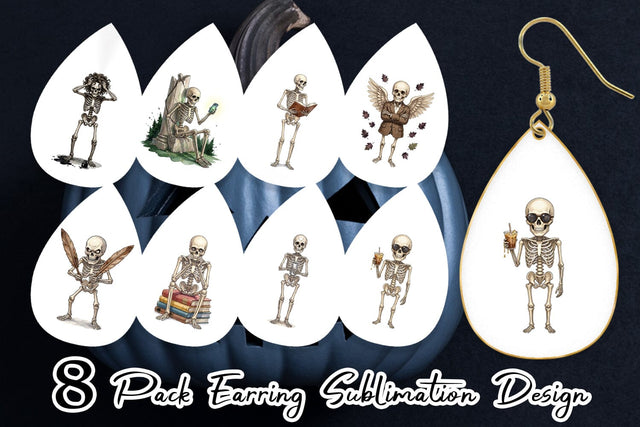 Earring Sarcastic Skeleton Dark Academia Sublimation artnoy 