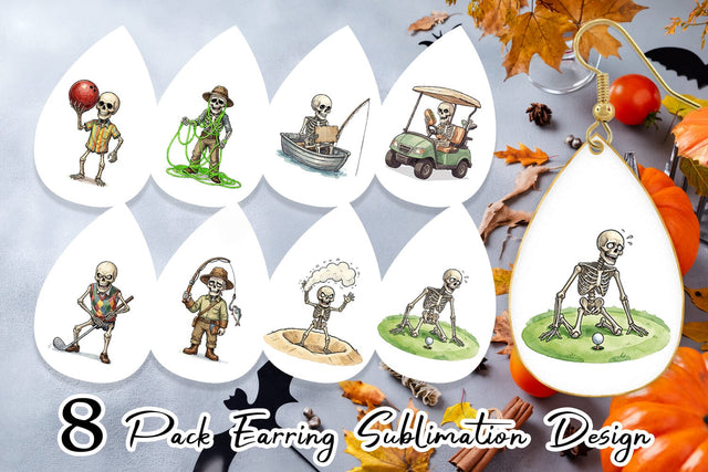 Earring Sarcastic Sports Dad Bone Watercolor Sublimation artnoy 