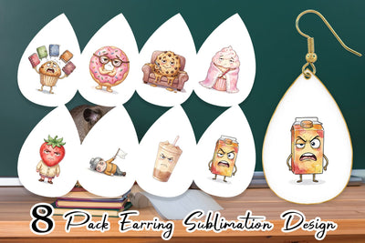 Earring Sarcastic Teacher Snack Watercolor Sublimation artnoy 
