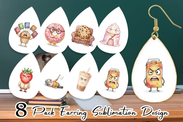 Earring Sarcastic Teacher Snack Watercolor Sublimation artnoy 