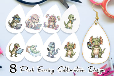 Earring Sarcastic Tech Fatigued Dinosaur Sublimation artnoy 