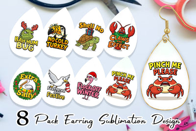 Earring Sarcastic Tropical Animal Christmas Quotes Sublimation artnoy 