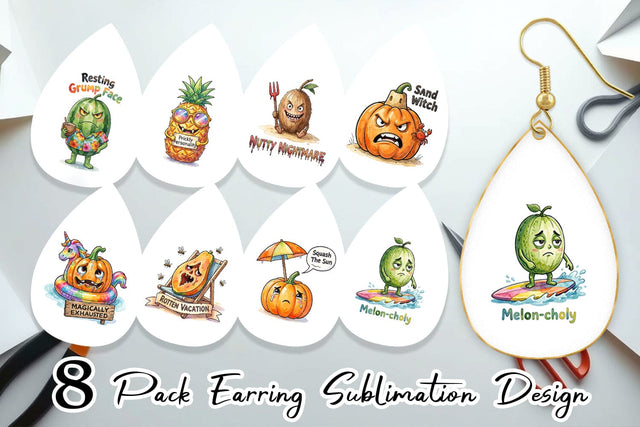 Earring Sarcastic Tropical Fruit Pumpkin Sublimation artnoy 