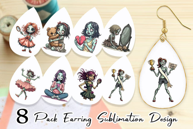 Earring Sarcastic Zombie Girls Sublimation artnoy 