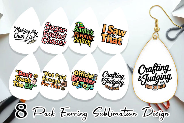 Earring Sassy Elf Quote Sublimation artnoy 