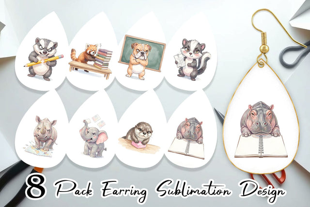 Earring Sassy Grumpy School Animal Sublimation artnoy 