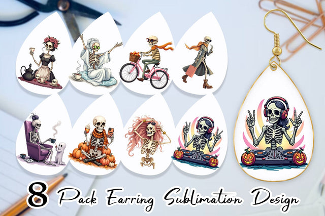 Earring Sassy Lady Bones Sublimation artnoy 