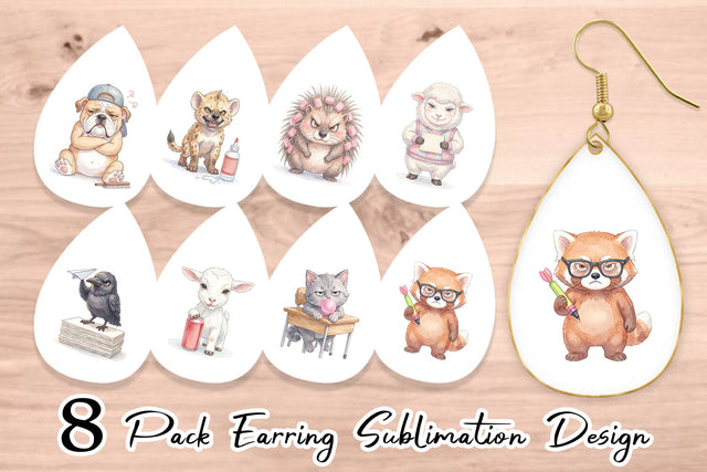 Earring Sassy Rebellious School Animal Sublimation artnoy 