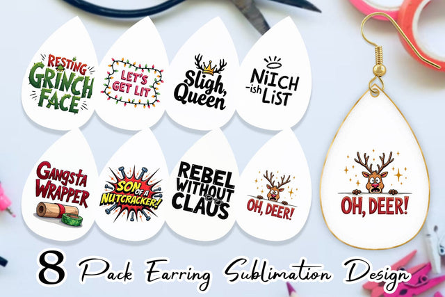 Earring Sassy Reindeer Games Sublimation artnoy 