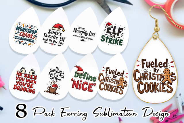 Earring Sassy Santa's Sayings Sarcastic Christmas Quotes Sublimation artnoy 
