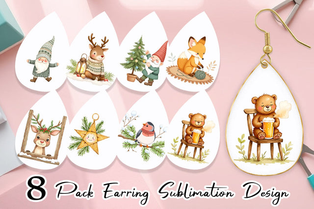 Earring Scandinavian Christmas Sublimation artnoy 