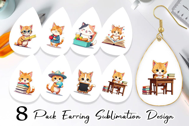 Earring School Baby Cat Sublimation artnoy 