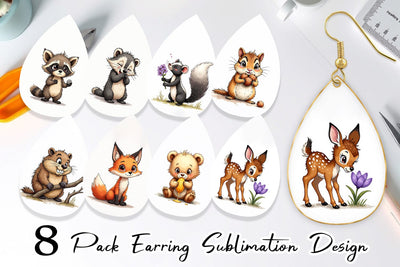 Earring Scruffy Woodland Wanderers Forest Friends Sublimation artnoy 