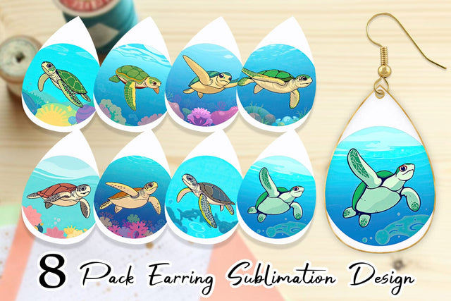 Earring Sea Turtle Sublimation artnoy 