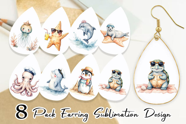 Earring Seaside Critter Friends Sublimation artnoy 