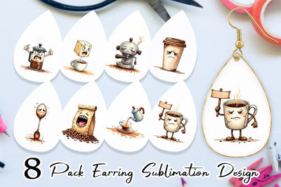 Earring Sentient Sarcastic Mugs Watercolor Sublimation artnoy 