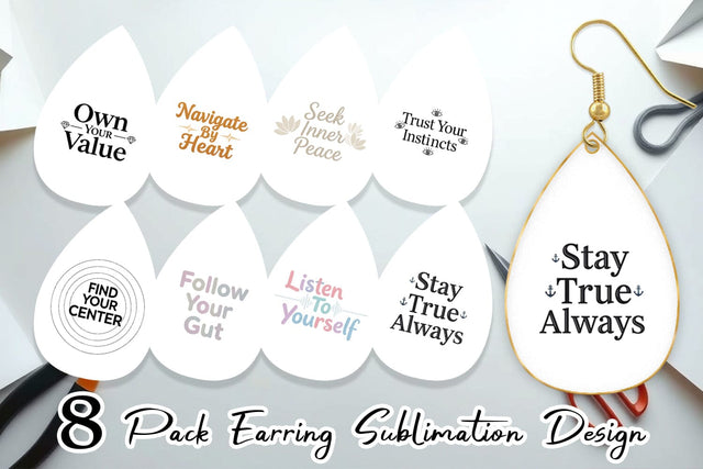 Earring Serene Soulful Wisdom Quote Sublimation artnoy 