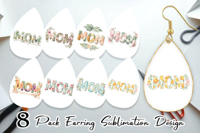 Earring Shabby Chic Tropical MOM Watercolor Sublimation artnoy 