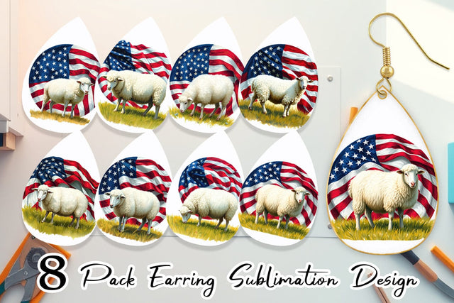 Earring Sheep 4th of July Sublimation artnoy 