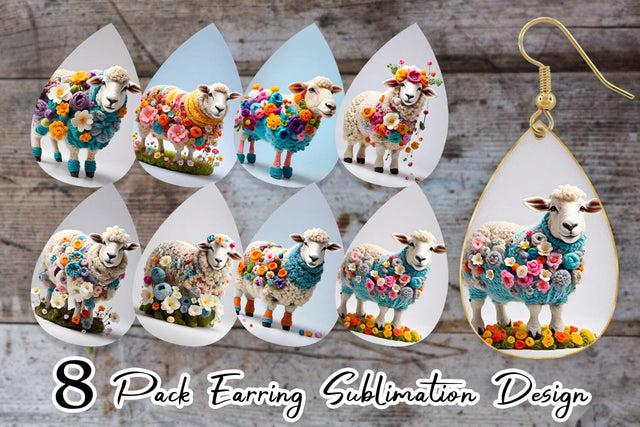 Earring Sheep Easter Embroidery Sublimation artnoy 