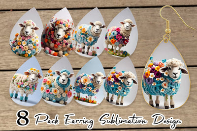 Earring Sheep Easter Embroidery Sublimation artnoy 