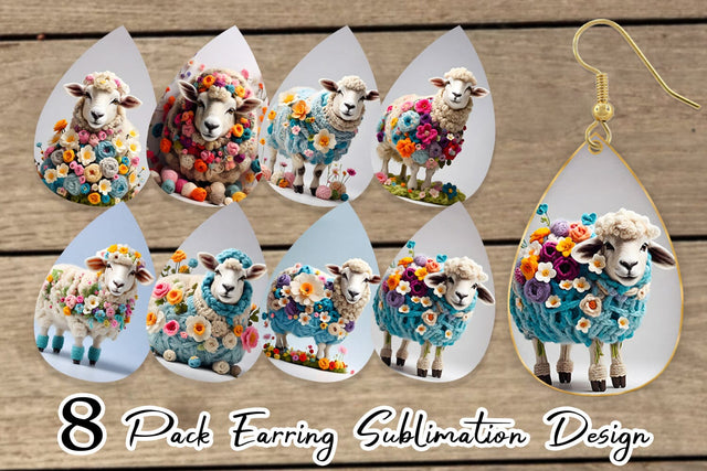 Earring Sheep Easter Embroidery Sublimation artnoy 