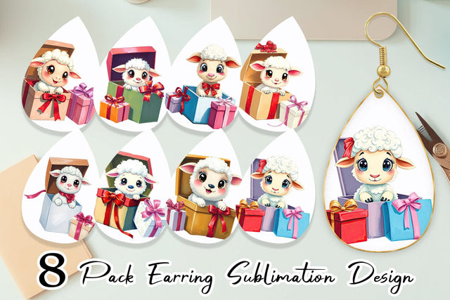 Earring Sheep Gift Sublimation artnoy 