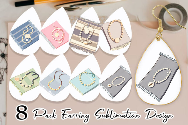 Earring Shell Necklace Sublimation artnoy 